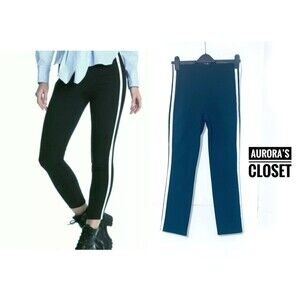 Rag & Bone 4 Black Simone Pants Tuxedo White Stripe Cropped Ankle $325